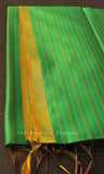 Parrot Green Bamboo Silk Handloom Saree