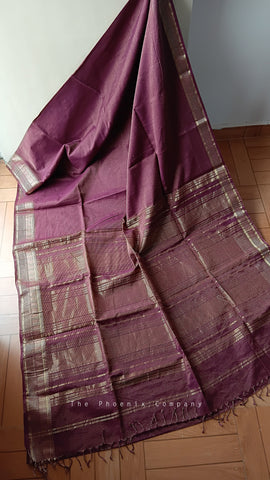 Maroon Handloom Maheshwari Cotton Saree