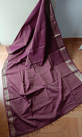 Maroon Handloom Maheshwari Cotton Saree