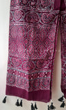 Maroon Ajrakh Stole with octagram pattern