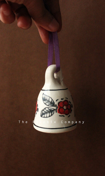Red Flowers Ceramic Bell