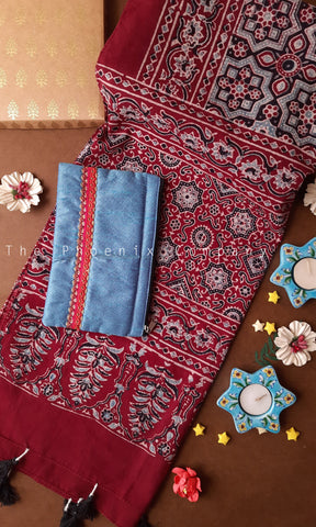Raksha Bandhan Gift Hamper – Ajrakh Stole & Purse (Anar)