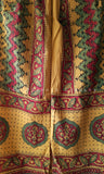 Yellow Ajrakh Stole with Zig-zag patterns