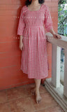 Red Gingham Cotton Dress