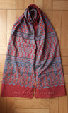 Red Ajrakh Stole with Blue flowers