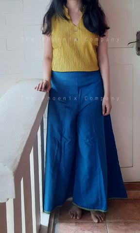 Copper Sulphate Blue Cotton Palazzo Pants