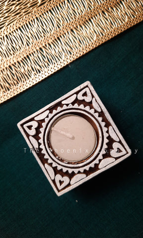 Mini Square Wooden Candle Holder
