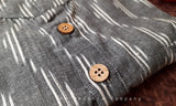 Grey & White Ikat Cotton Short Kurta