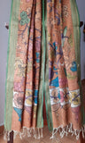 Light Orange Floral Cotton Kalamkari Dupatta
