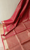 Red Handloom Maheshwari Cotton Zari Saree