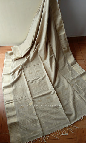 Beige Handloom Maheshwari Cotton Saree