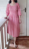 Red Gingham Cotton Dress