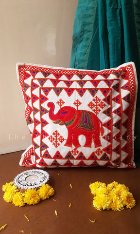 Elephant Floral Embroidered Cushion Covers