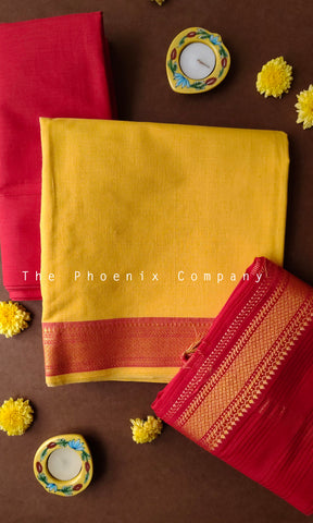 Yellow Handloom Mangalgiri Cotton Salwar Kameez Material