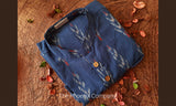 Blue & White Ikat Cotton Short Kurta