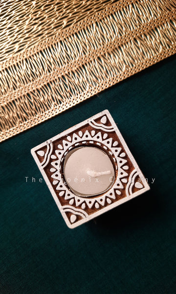 Mini Sun Square Wooden Candle Holder