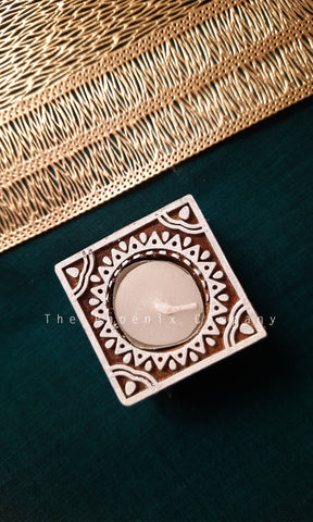 Mini Sun Square Wooden Candle Holder