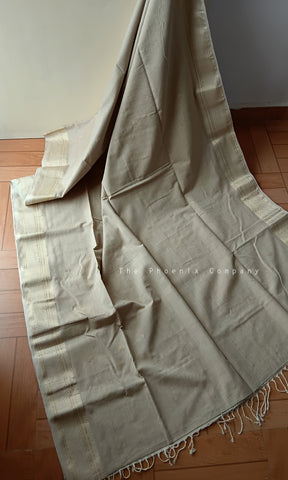 Beige Handloom Maheshwari Cotton Saree