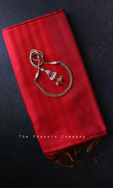 Red Bamboo Silk Handloom Saree