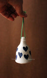 Dark Blue Hearts Ceramic Bell