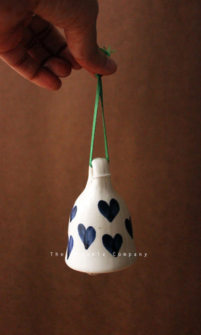Dark Blue Hearts Ceramic Bell