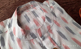 White & Red Ikat Cotton Short Kurta