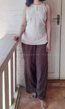 Black & Maroon Striped Cotton Pants