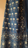 Blue Ajrakh Stole with Lotus motifs