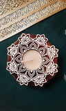 Alpana-style Wooden Candle Holder