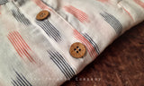 White & Red Ikat Cotton Short Kurta