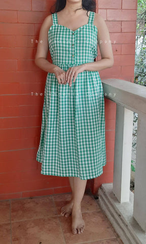 Green Gingham Cotton Dress