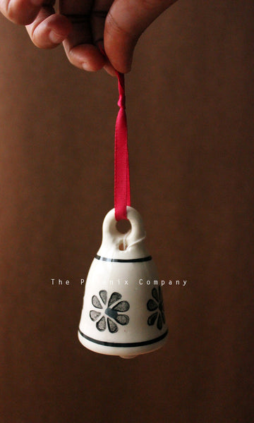Grey Flowers Ceramic Bell