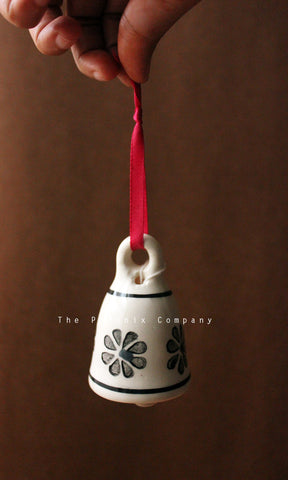 Grey Flowers Ceramic Bell
