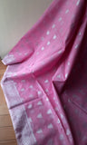 Pink with silver threadwork Jute silk Saree