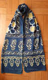 Blue & Lemon Yellow Ajrakh stole with Puzzle pattern