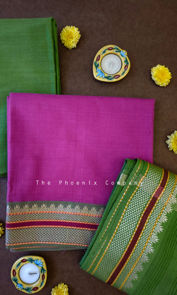 Magenta Handloom Mangalgiri Cotton Salwar Kameez Material