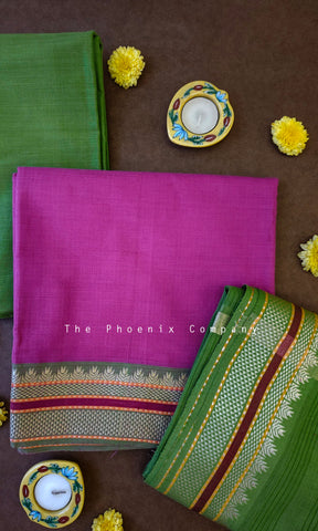 Magenta Handloom Mangalgiri Cotton Salwar Kameez Material
