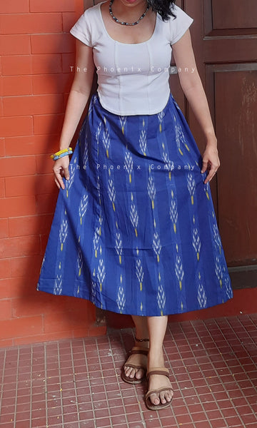 Ultramarine Blue Ikat Skirt