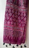 Maroon Ajrakh Stole with Big Floral motifs