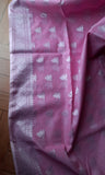 Pink with silver threadwork Jute silk Saree