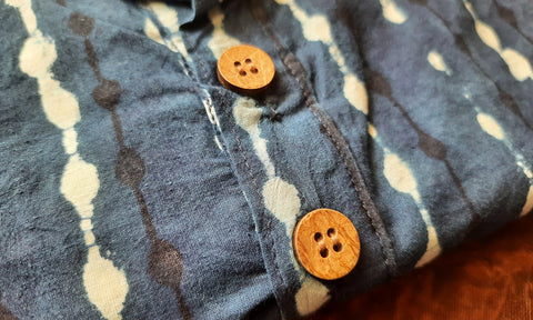 Indigo Cotton Striped Short Kurta with motifs
