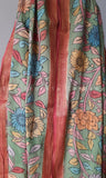 Light Green Floral Cotton Kalamkari Dupatta