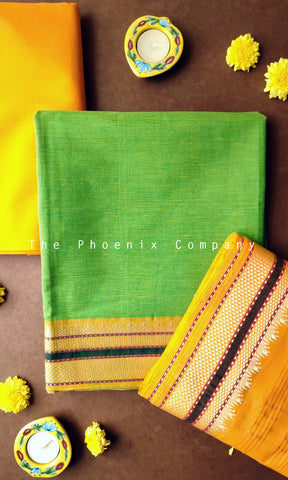 Lime Green Handloom Mangalgiri Cotton Salwar Kameez Material