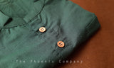 Dark Green Organic Linen & Cotton Short Kurta