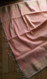 Light Peach Handloom Maheshwari Cotton Linen Saree