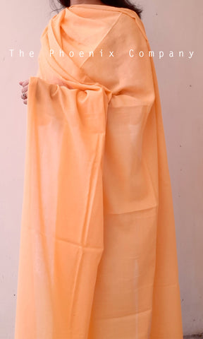 Plain Light Orange Cotton Dupatta