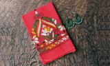 Red Kantha Work Blouse Piece
