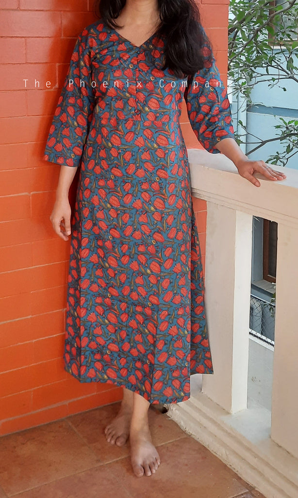 indian cotton beach dresses Green Block printed midi Dress indian cotton summer dresses gift for her