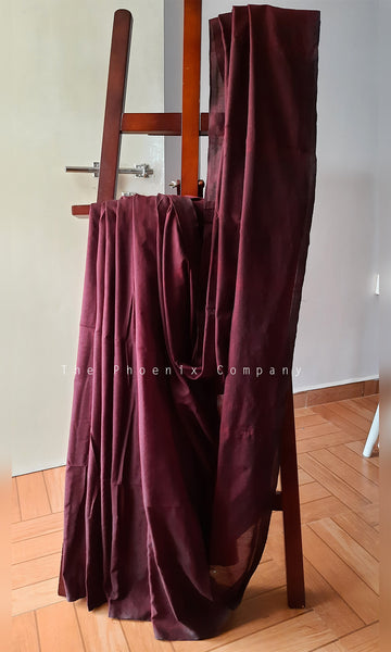 Plain Maroon Banana Fibre & Cotton Saree