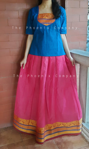 Blue & Bright Pink Skirt & Top set